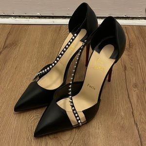 Christian Louboutin Spike Cross 100 Kid/PVC Heels
